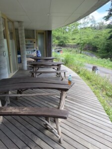 野山北・六道山公園の木陰のベンチと緑豊かな風景