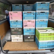 国分寺市で大学准教授から買取した経済書や専門書を積んだハイエースの荷室